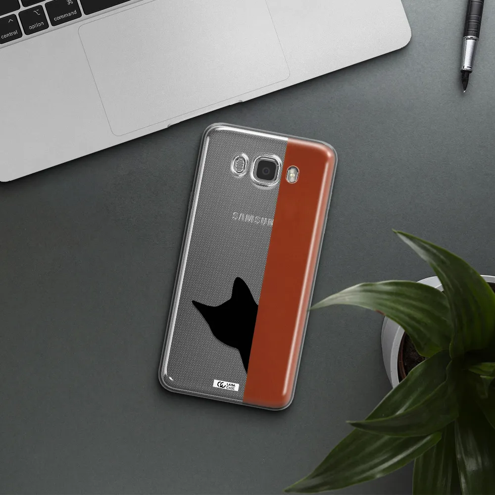 Black Cat Samsung J7 2016 Clear TPU Case