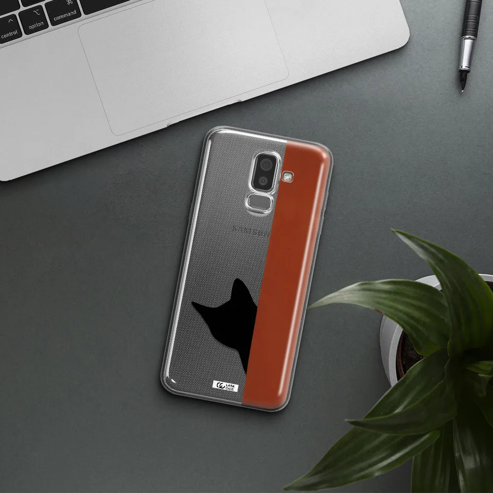 Black Cat Samsung J8 Clear TPU Case