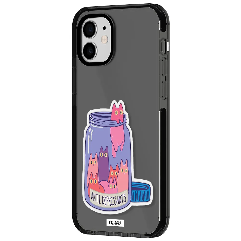 Anti Depressants Cats Apple iPhone 11 impact Smoke Black Case
