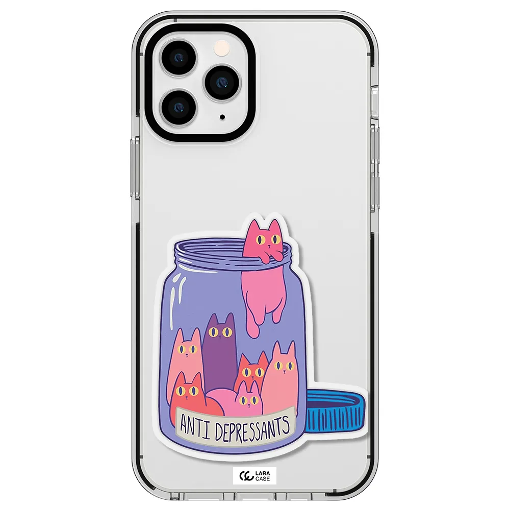 Anti Depressants Cats Apple iPhone 11 pro impact black border Case