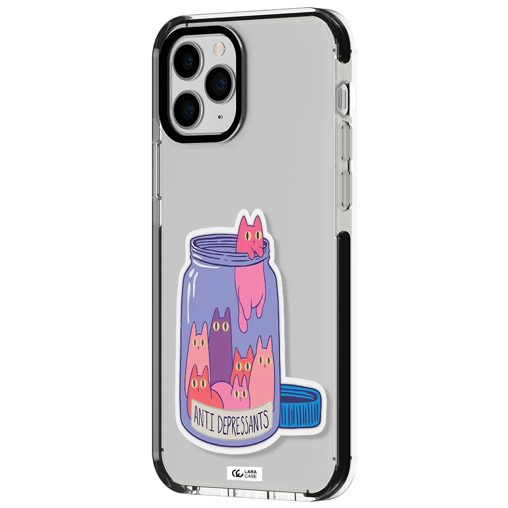 Anti Depressants Cats Apple iPhone 11 pro impact black border Case