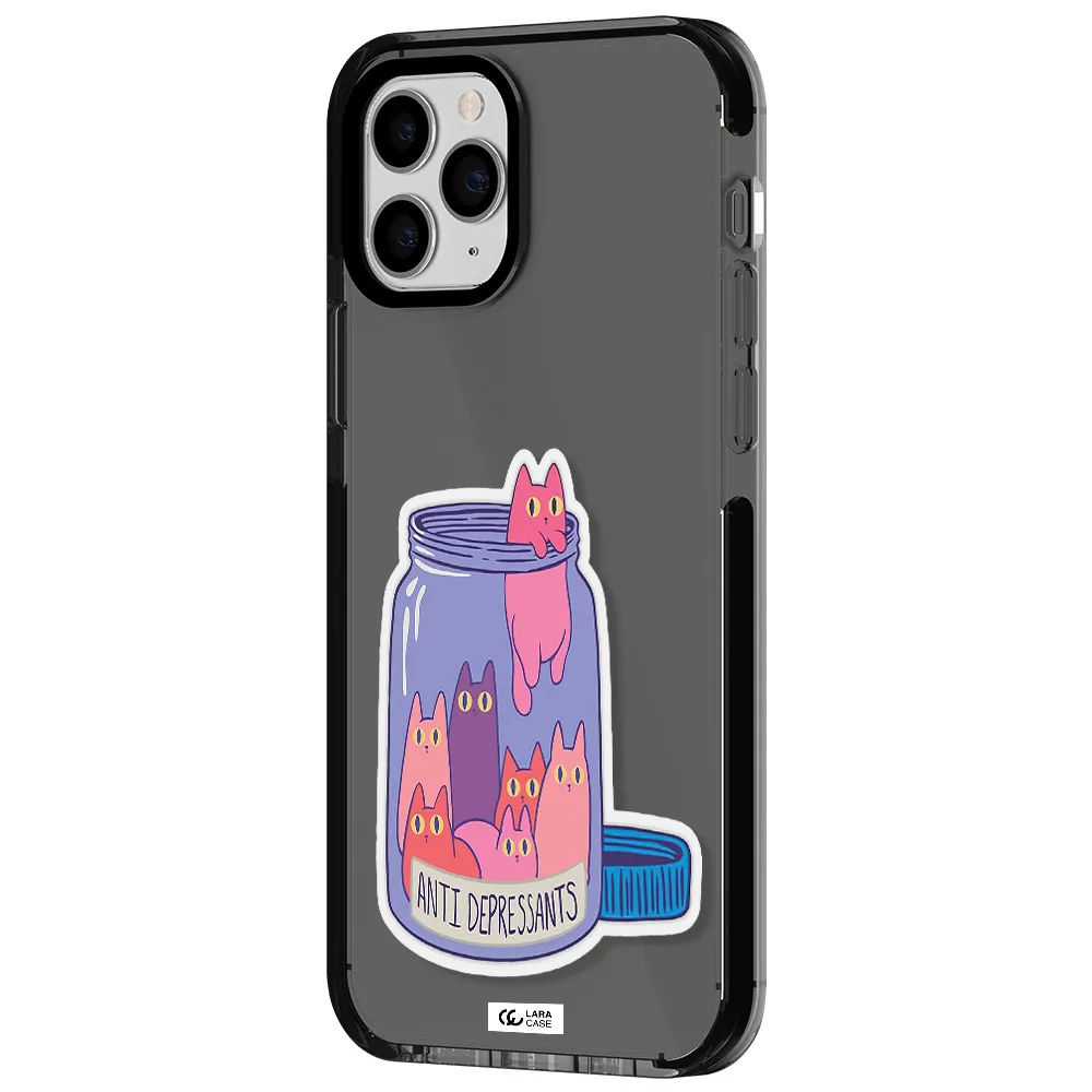 Anti Depressants Cats Apple iPhone 11 pro max impact Smoke Black Case