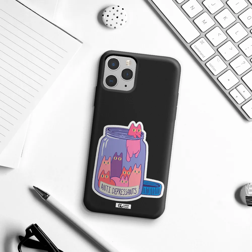 Anti Depressants Cats Apple iPhone 11 pro max Silicone black Case