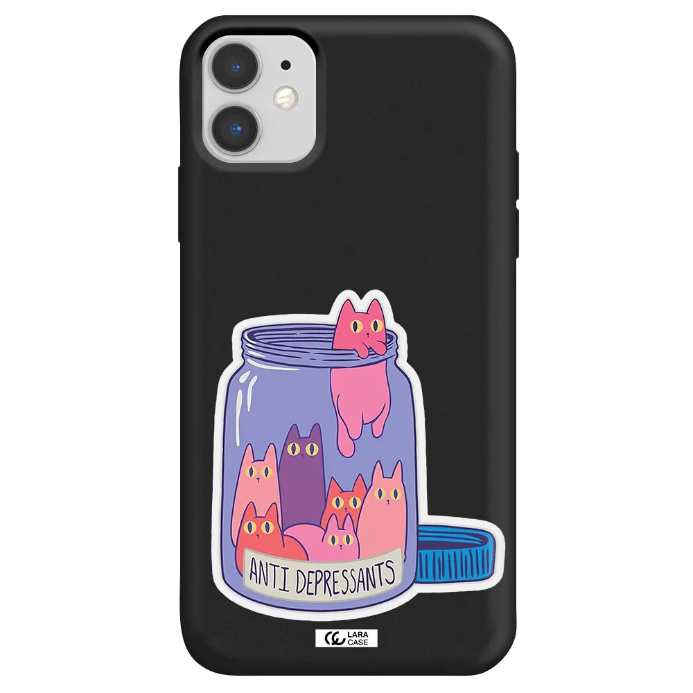 Anti Depressants Cats Apple iPhone 11 Silicone black Case