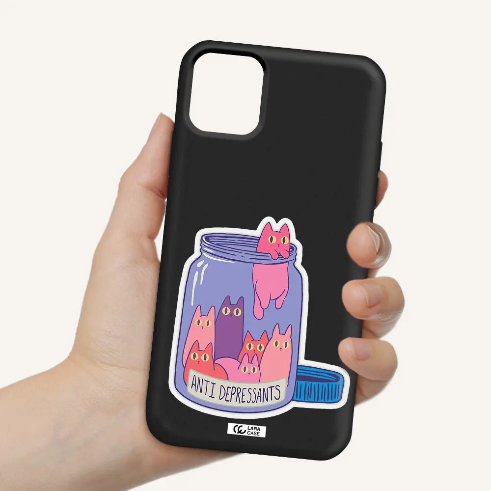 Anti Depressants Cats Apple iPhone 11 Silicone black Case