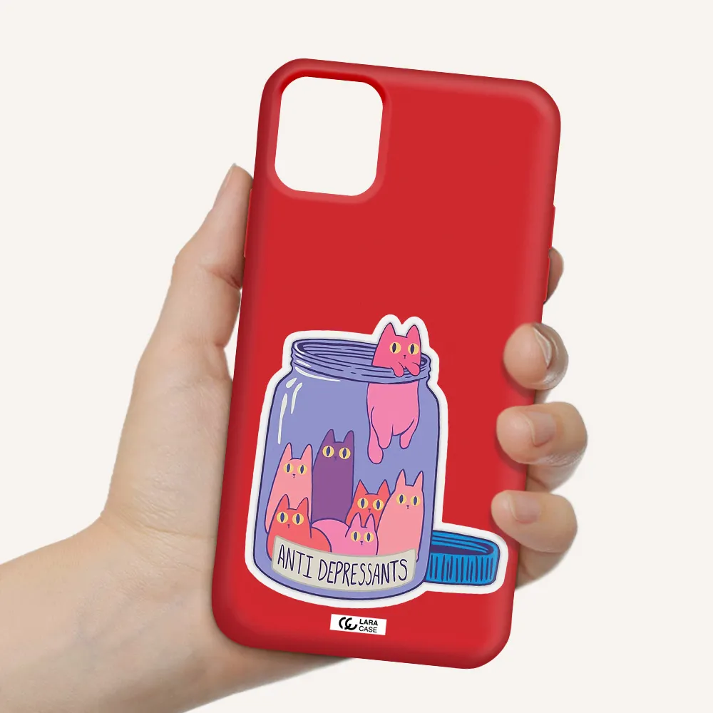 Anti Depressants Cats Apple iPhone 11 Silicone Imperial Red Case