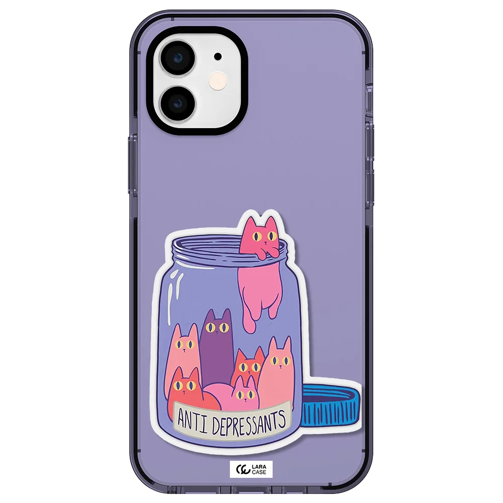 Anti Depressants Cats Apple iPhone 12 impact Lilac Case