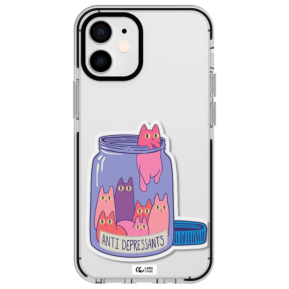 Anti Depressants Cats Apple iPhone 12 mini impact black border Case