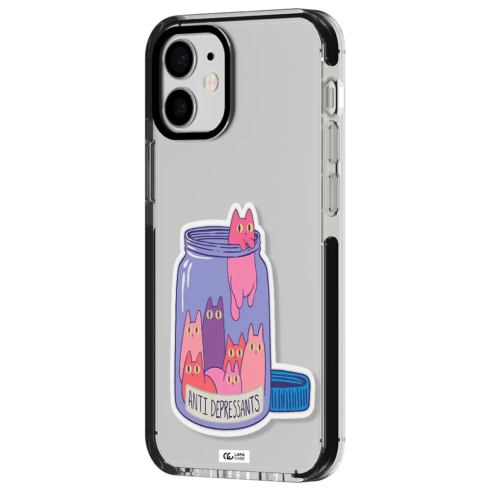 Anti Depressants Cats Apple iPhone 12 mini impact black border Case