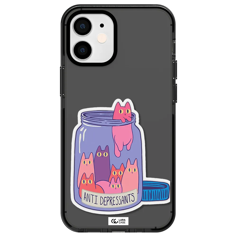 Anti Depressants Cats Apple iPhone 12 mini impact Smoke Black Case