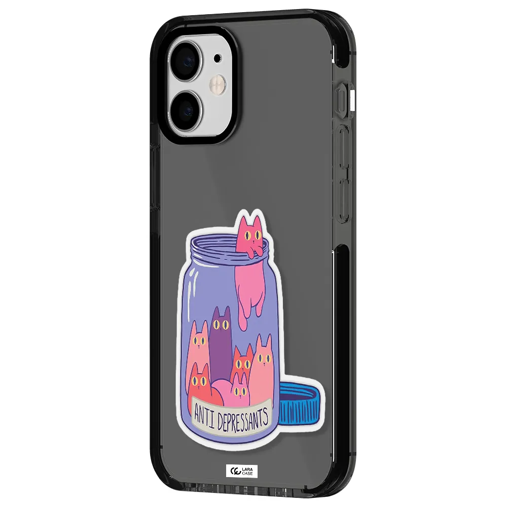 Anti Depressants Cats Apple iPhone 12 mini impact Smoke Black Case