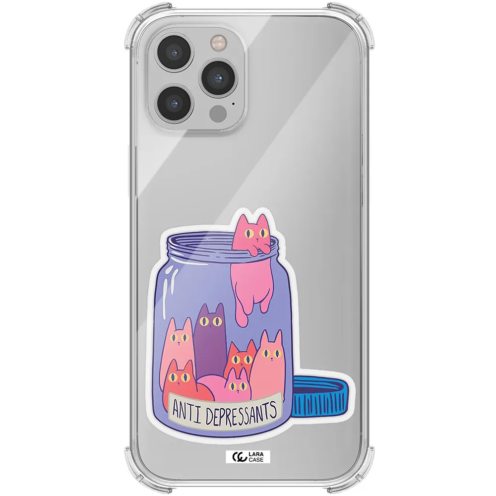 Anti Depressants Cats Apple iPhone 12 pro Clear PC Case