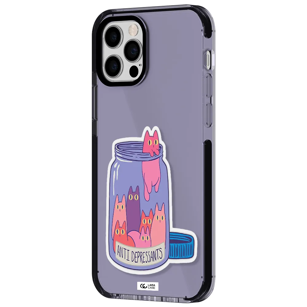 Anti Depressants Cats Apple iPhone 12 pro impact Lilac Case