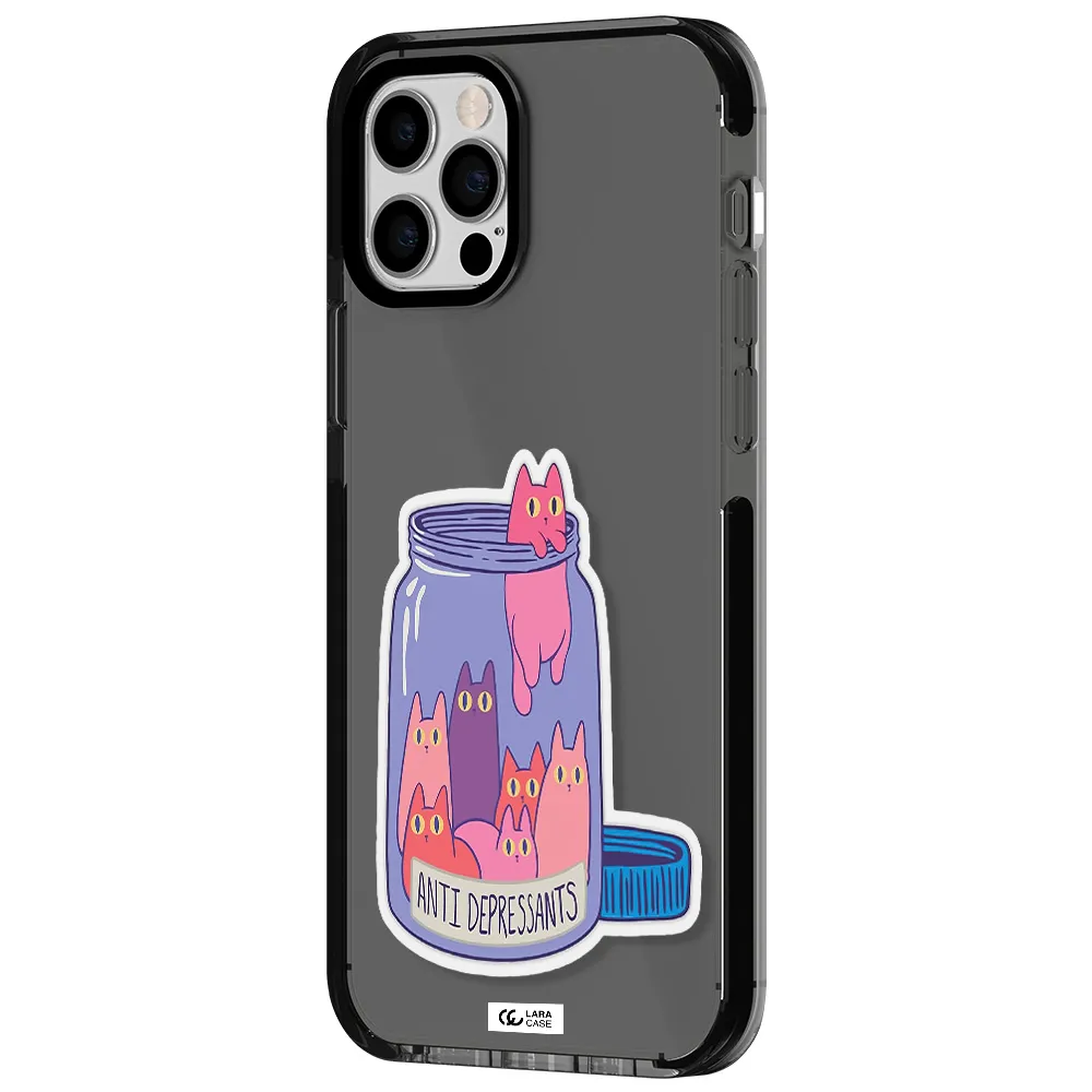Anti Depressants Cats Apple iPhone 12 pro impact Smoke Black Case