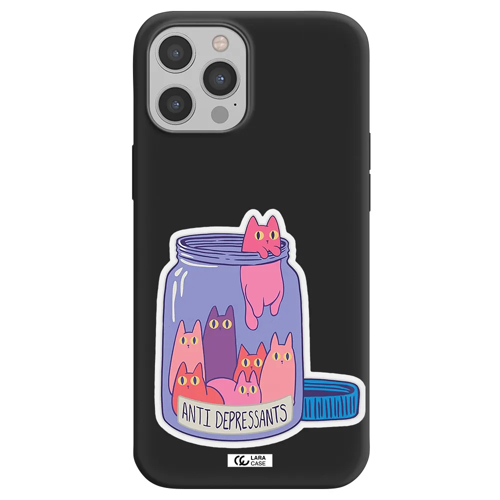 Anti Depressants Cats Apple iPhone 12 pro max Silicone black Case