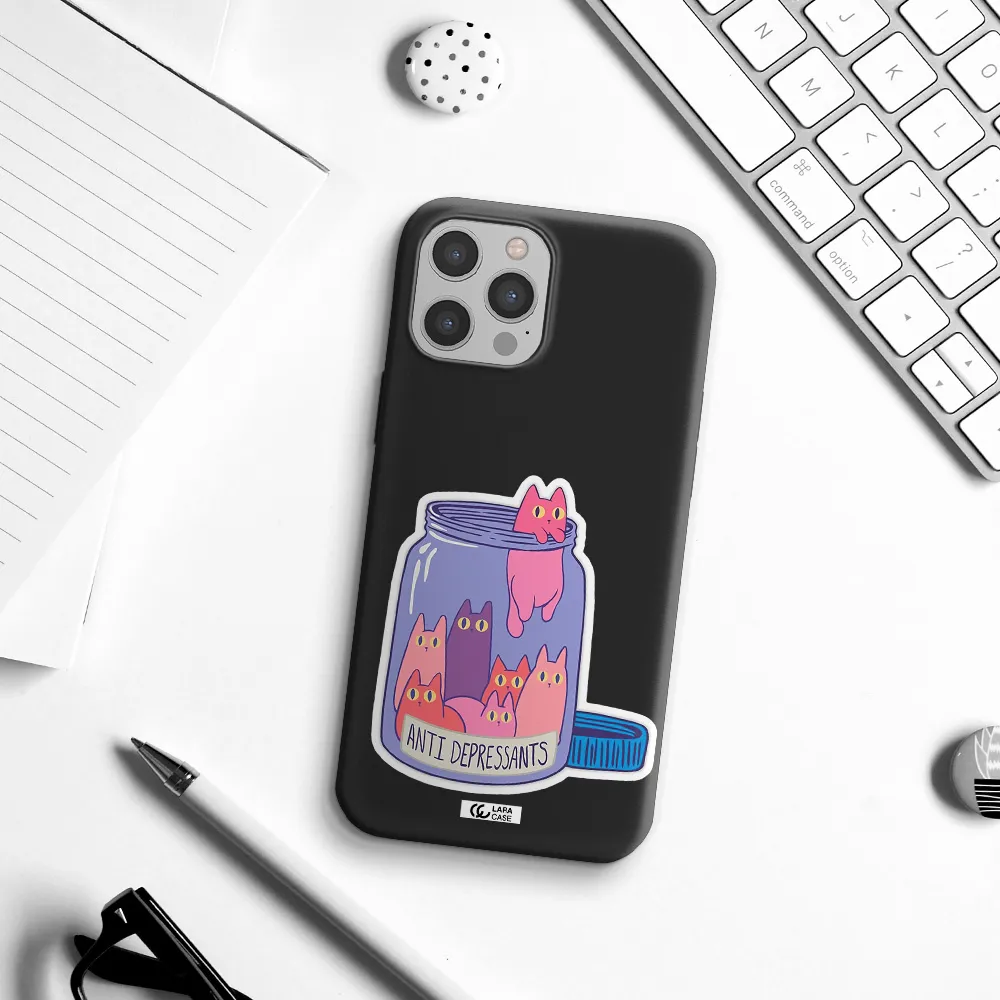Anti Depressants Cats Apple iPhone 12 pro max Silicone black Case