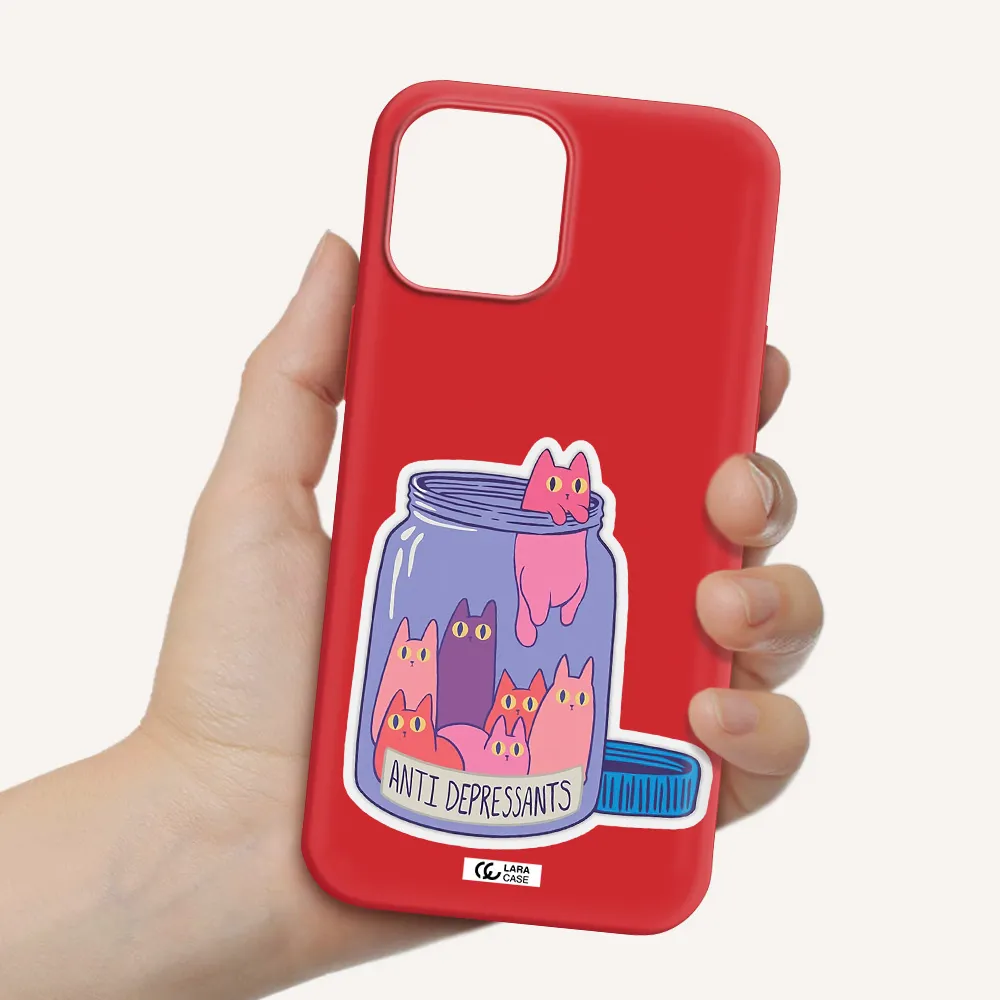 Anti Depressants Cats Apple iPhone 12 pro Silicone Imperial Red Case