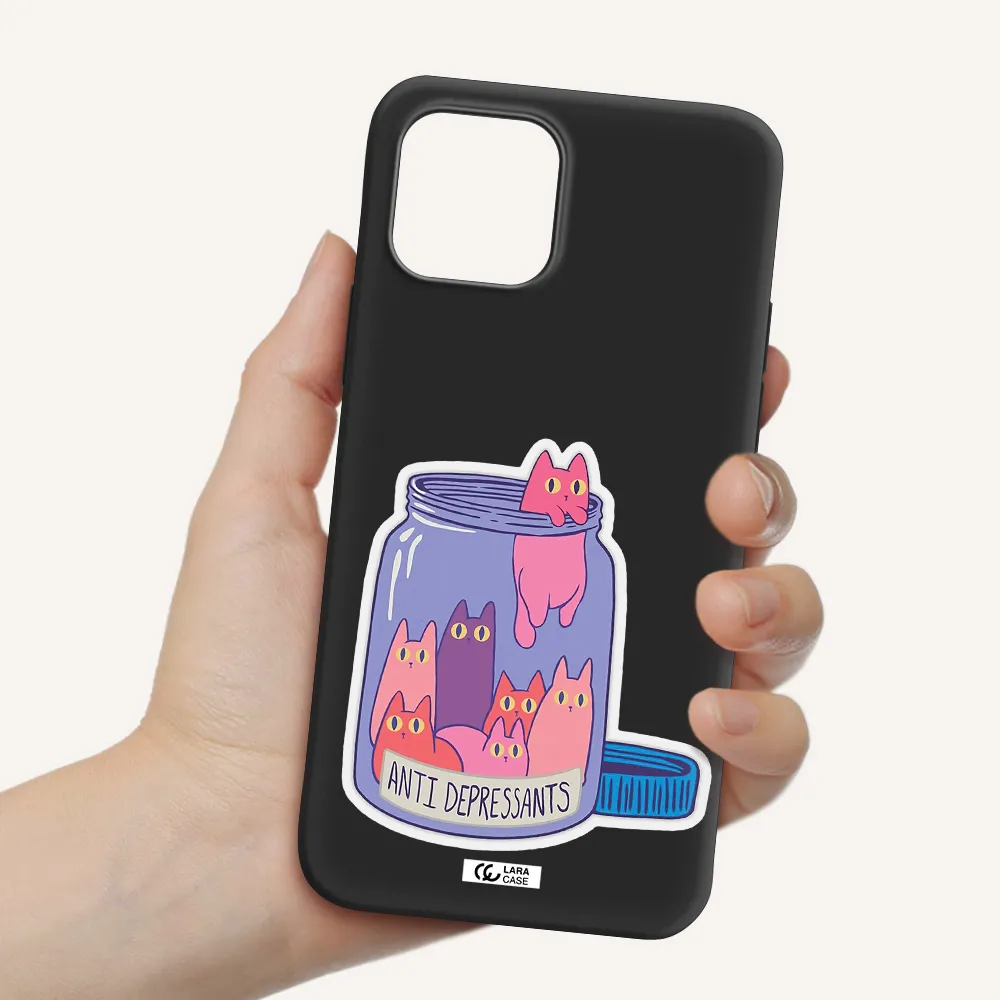 Anti Depressants Cats Apple iPhone 12 Silicone black Case
