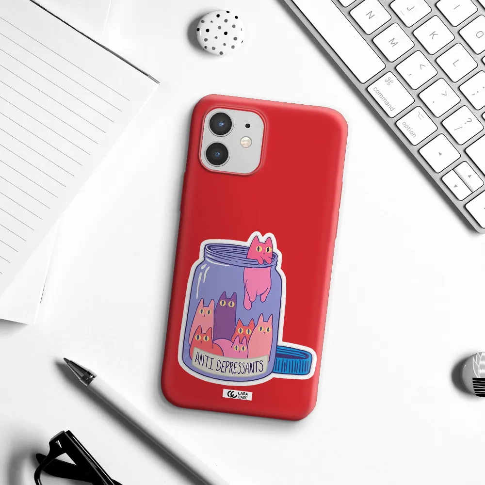 Anti Depressants Cats Apple iPhone 12 Silicone Imperial Red Case