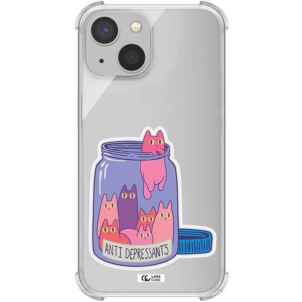 Anti Depressants Cats Apple iPhone 13 Clear PC Case