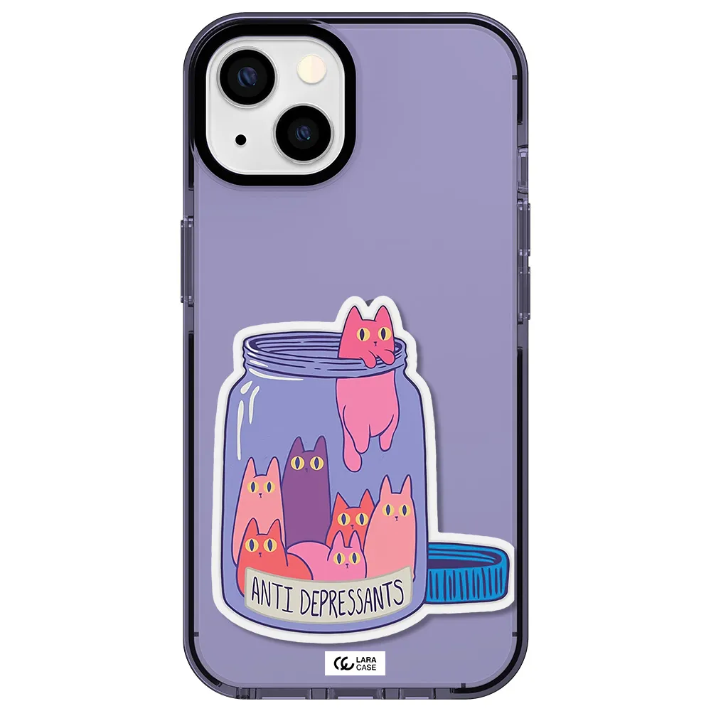 Anti Depressants Cats Apple iPhone 13 impact Lilac Case