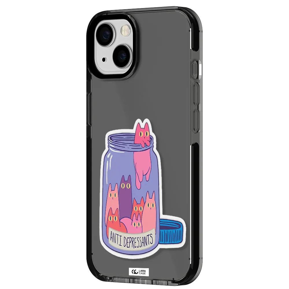 Anti Depressants Cats Apple iPhone 13 impact Smoke Black Case