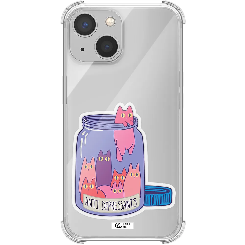Anti Depressants Cats Apple iPhone 13 mini Clear PC Case