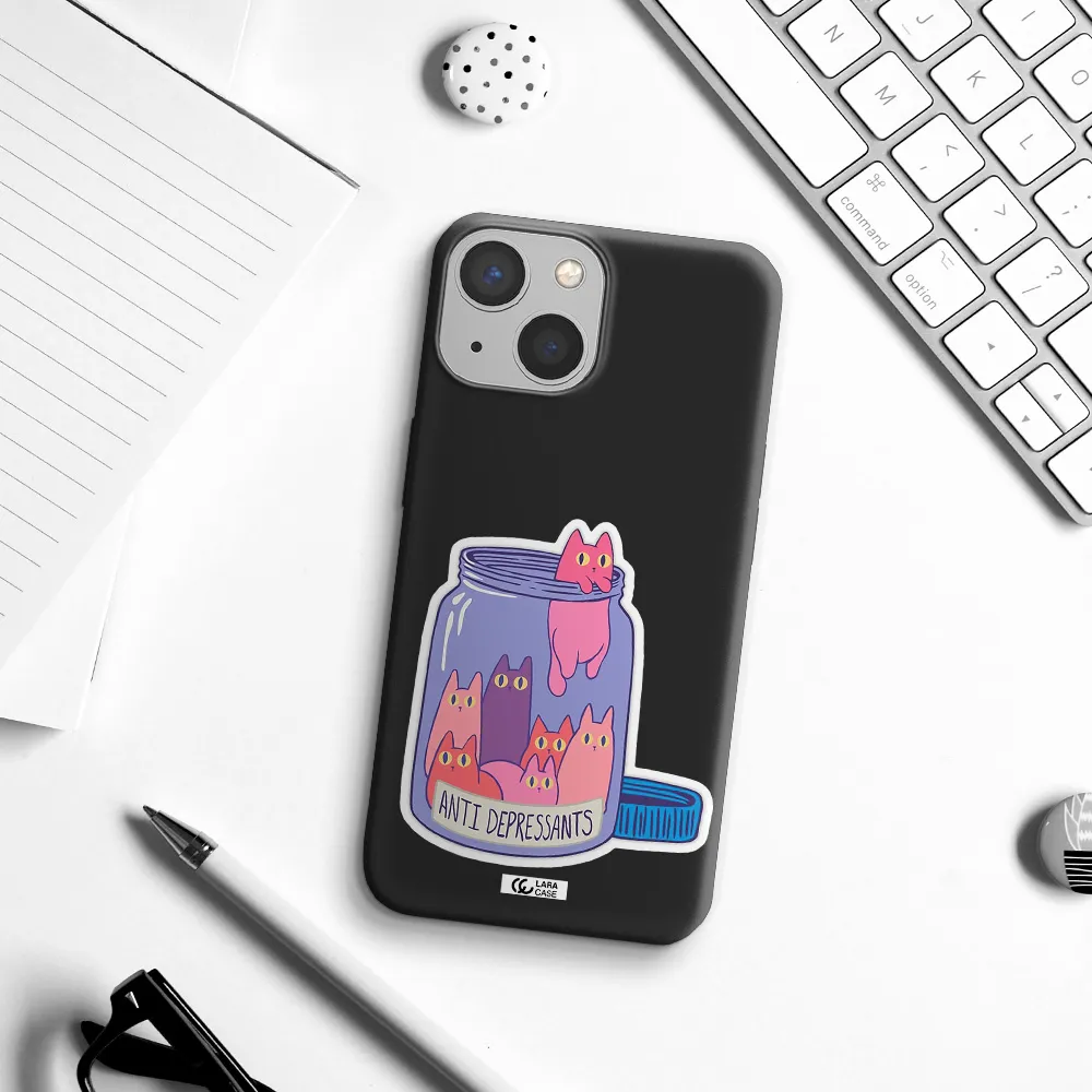 Anti Depressants Cats Apple iPhone 13 mini Silicone black Case