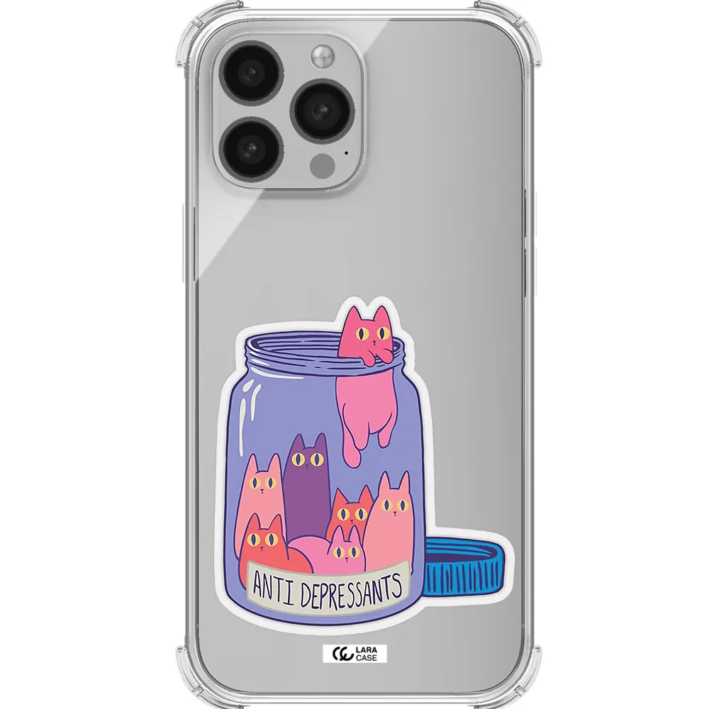 Anti Depressants Cats Apple iPhone 13 Pro Clear PC Case