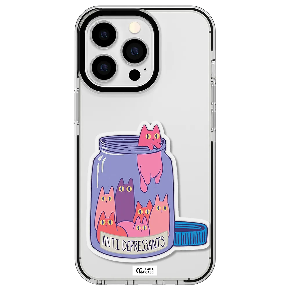 Anti Depressants Cats Apple iPhone 13 Pro impact black border Case