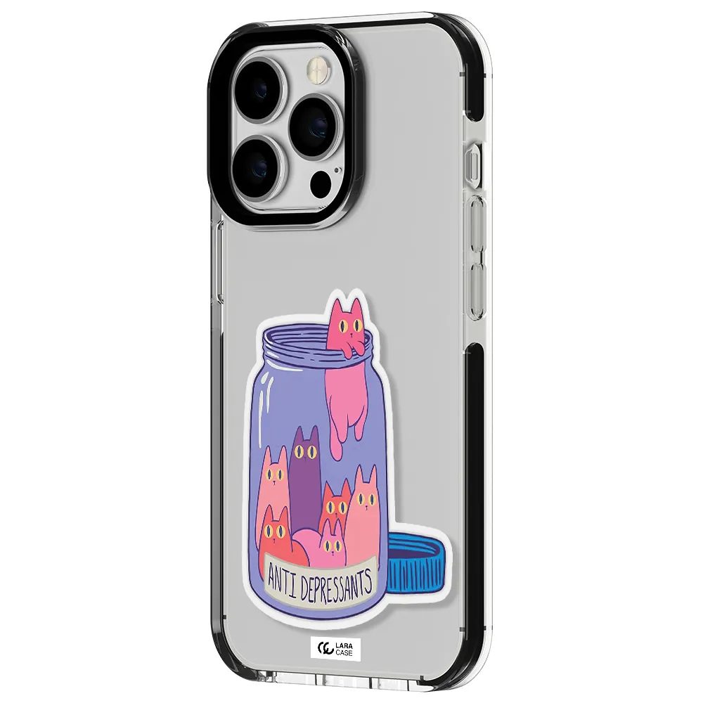 Anti Depressants Cats Apple iPhone 13 Pro impact black border Case