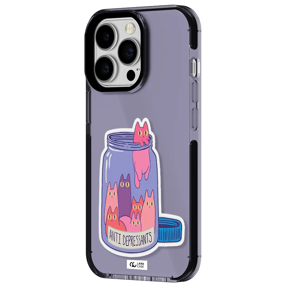 Anti Depressants Cats Apple iPhone 13 Pro impact Lilac Case