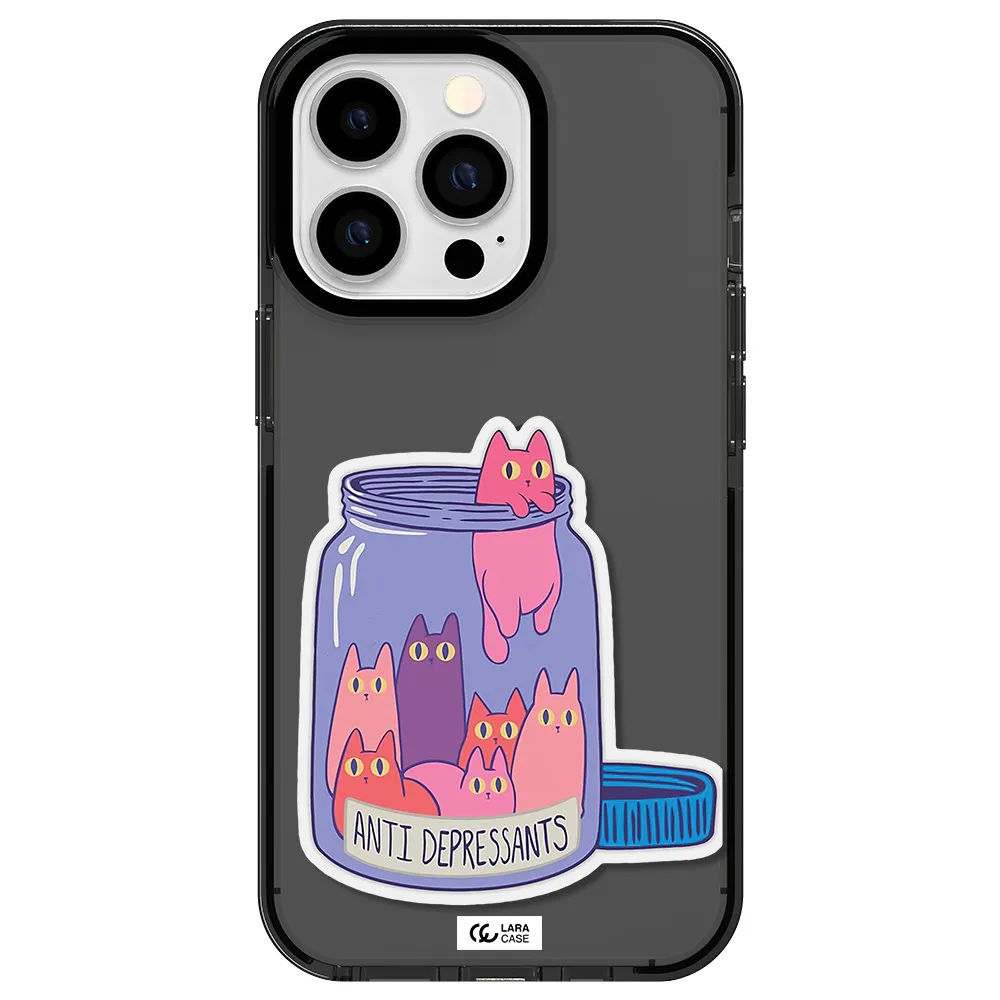 Anti Depressants Cats Apple iPhone 13 Pro impact Smoke Black Case