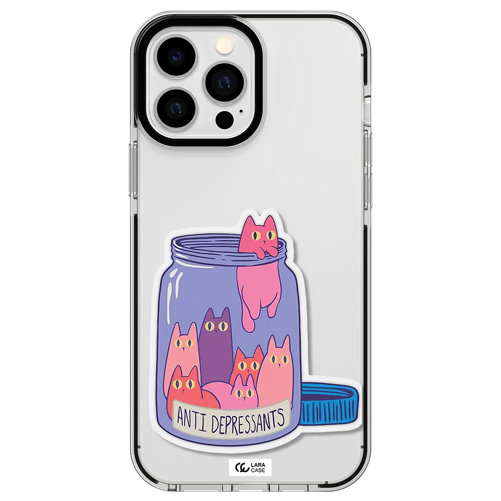 Anti Depressants Cats Apple iPhone 13 Pro Max impact black border Case