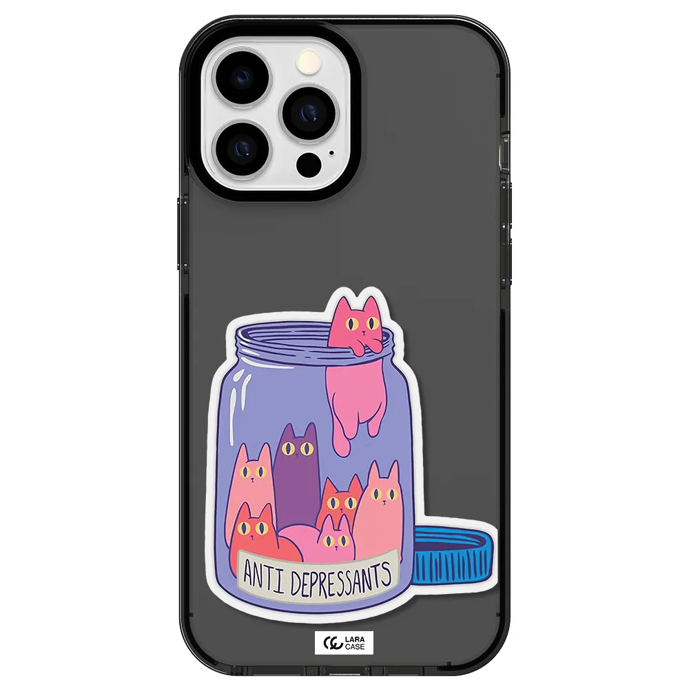 Anti Depressants Cats Apple iPhone 13 Pro Max impact Smoke Black Case