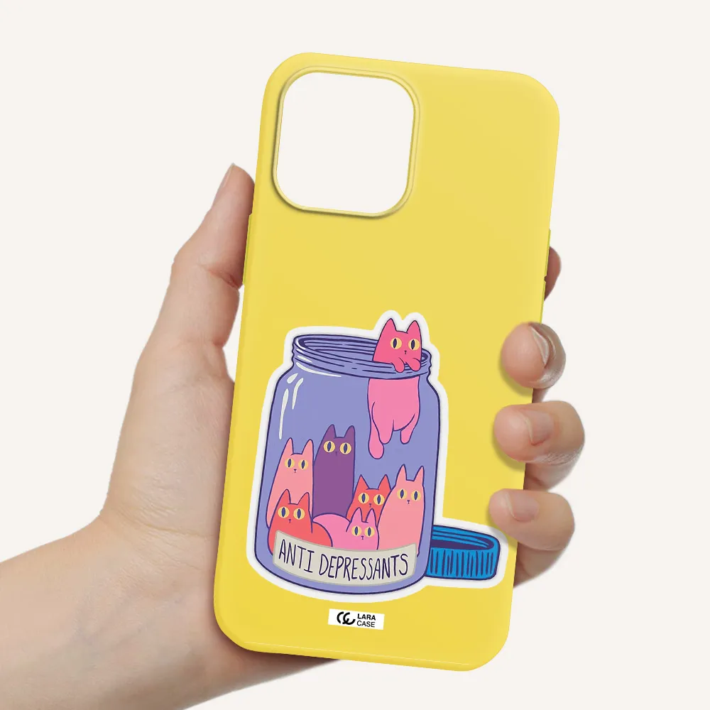 Anti Depressants Cats Apple iPhone 13 Pro Max Silicone canary yellow Case