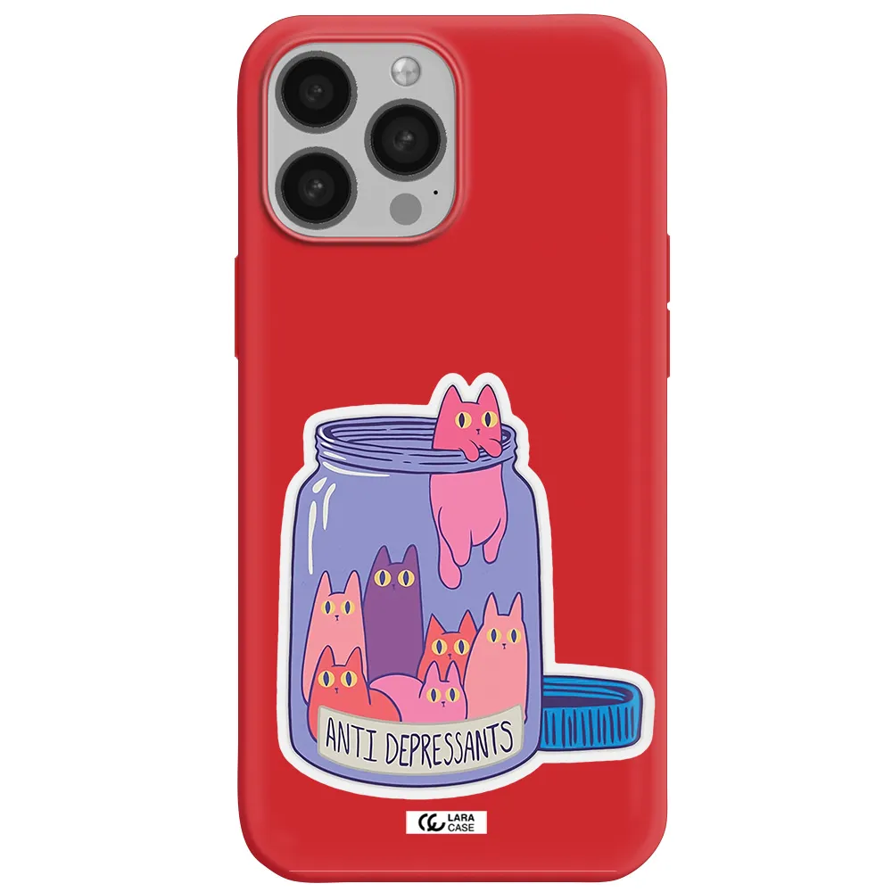 Anti Depressants Cats Apple iPhone 13 Pro Max Silicone Imperial Red Case
