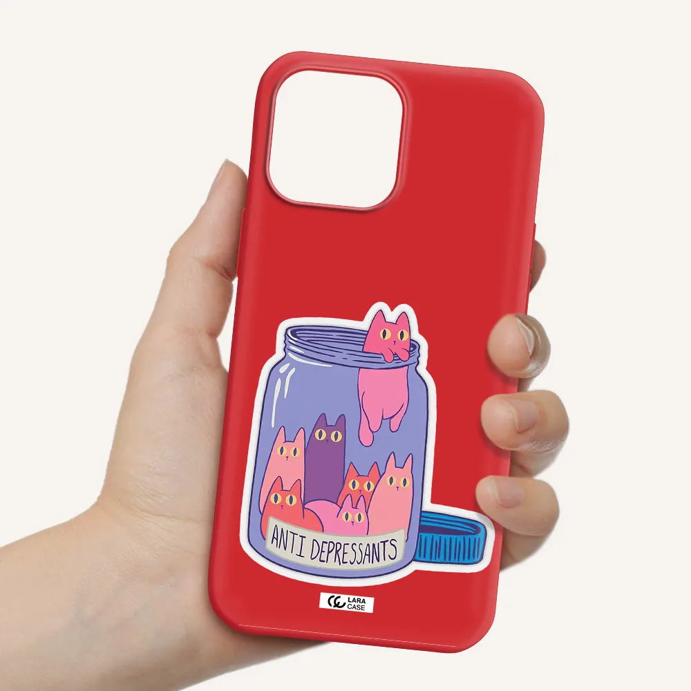 Anti Depressants Cats Apple iPhone 13 Pro Max Silicone Imperial Red Case