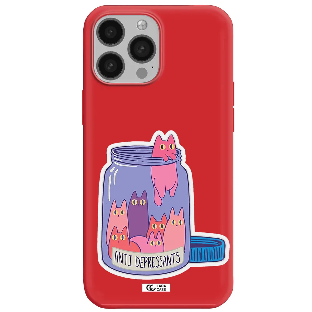 Anti Depressants Cats Apple iPhone 13 Pro Silicone Imperial Red Case