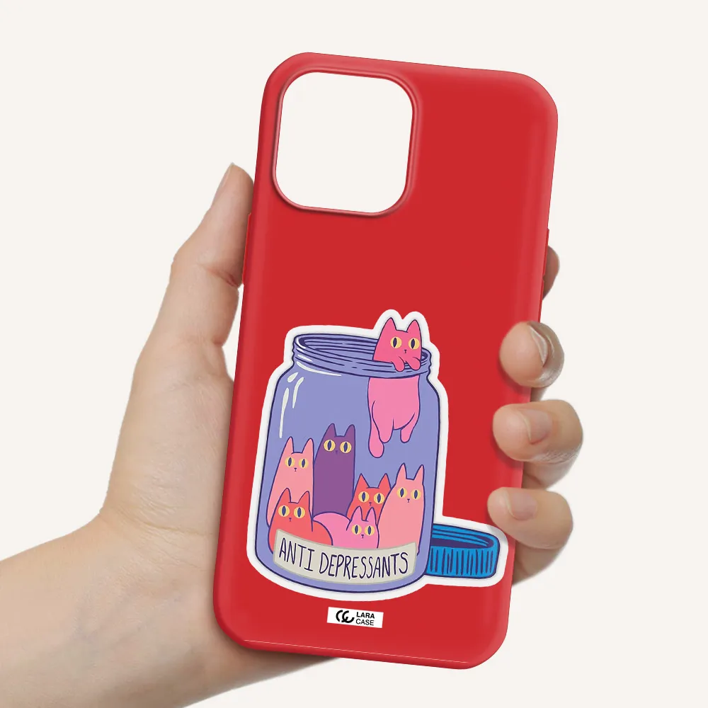 Anti Depressants Cats Apple iPhone 13 Pro Silicone Imperial Red Case