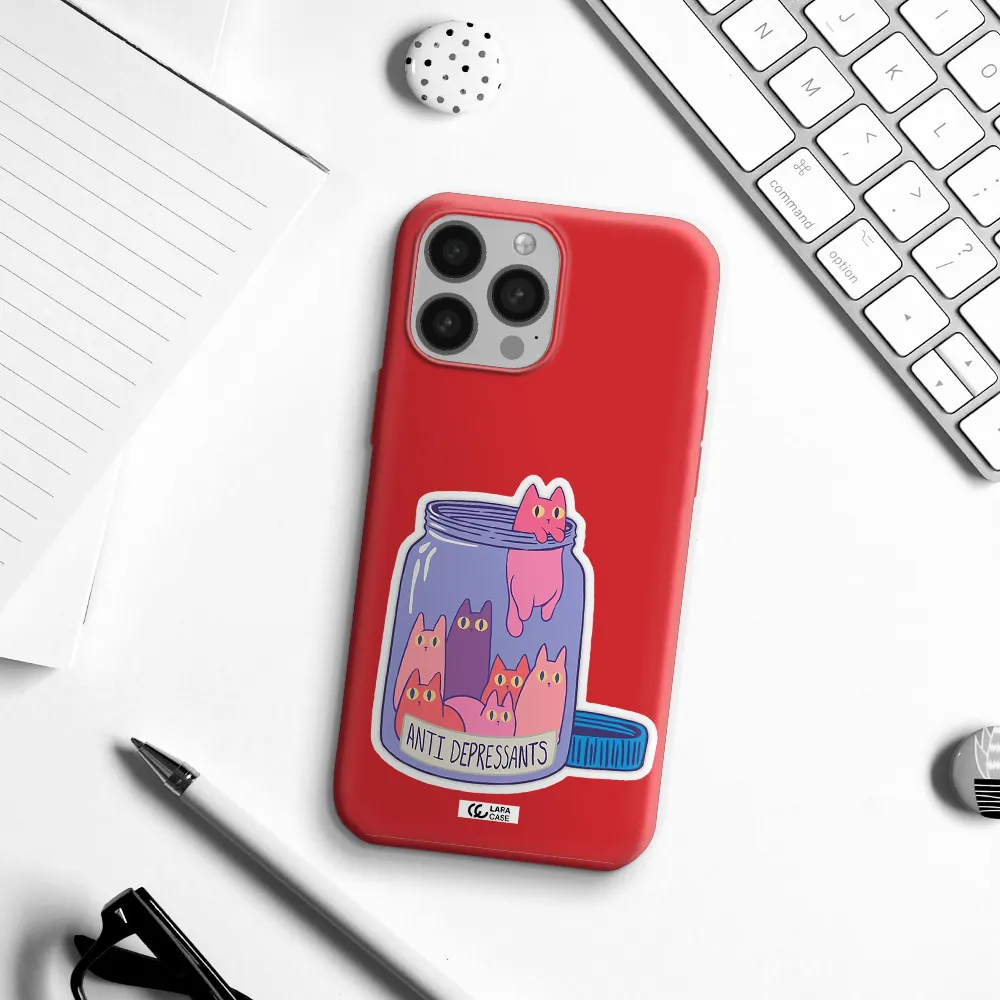 Anti Depressants Cats Apple iPhone 13 Pro Silicone Imperial Red Case