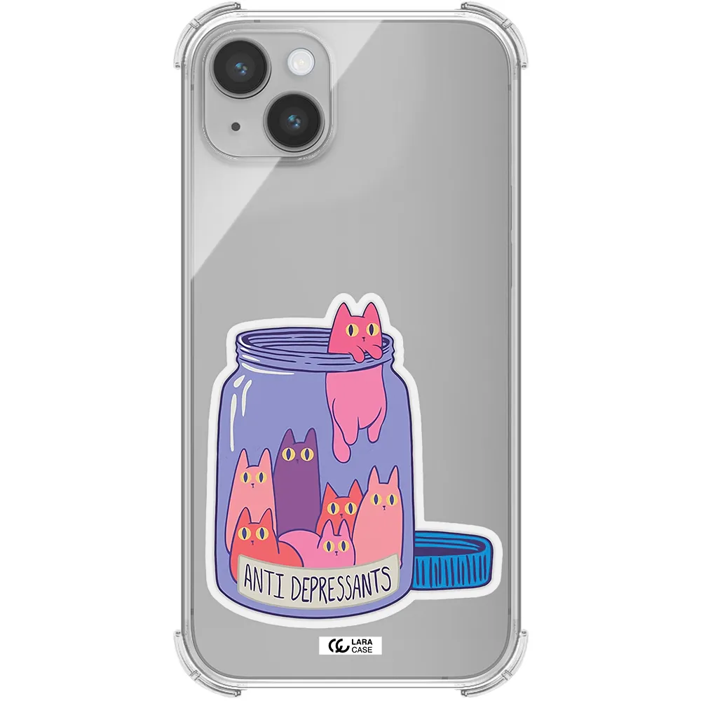 Anti Depressants Cats Apple iPhone 14 Clear PC Case