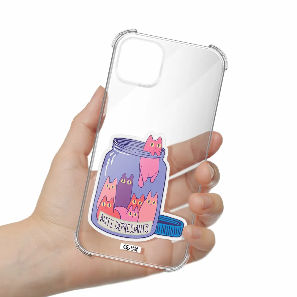 Anti Depressants Cats Apple iPhone 14 Clear PC Case