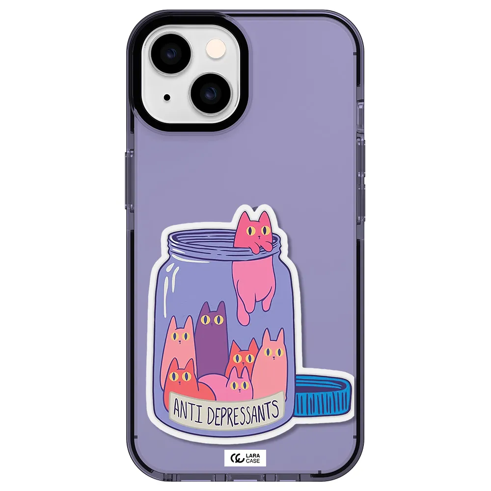 Anti Depressants Cats Apple iPhone 14 impact Lilac Case