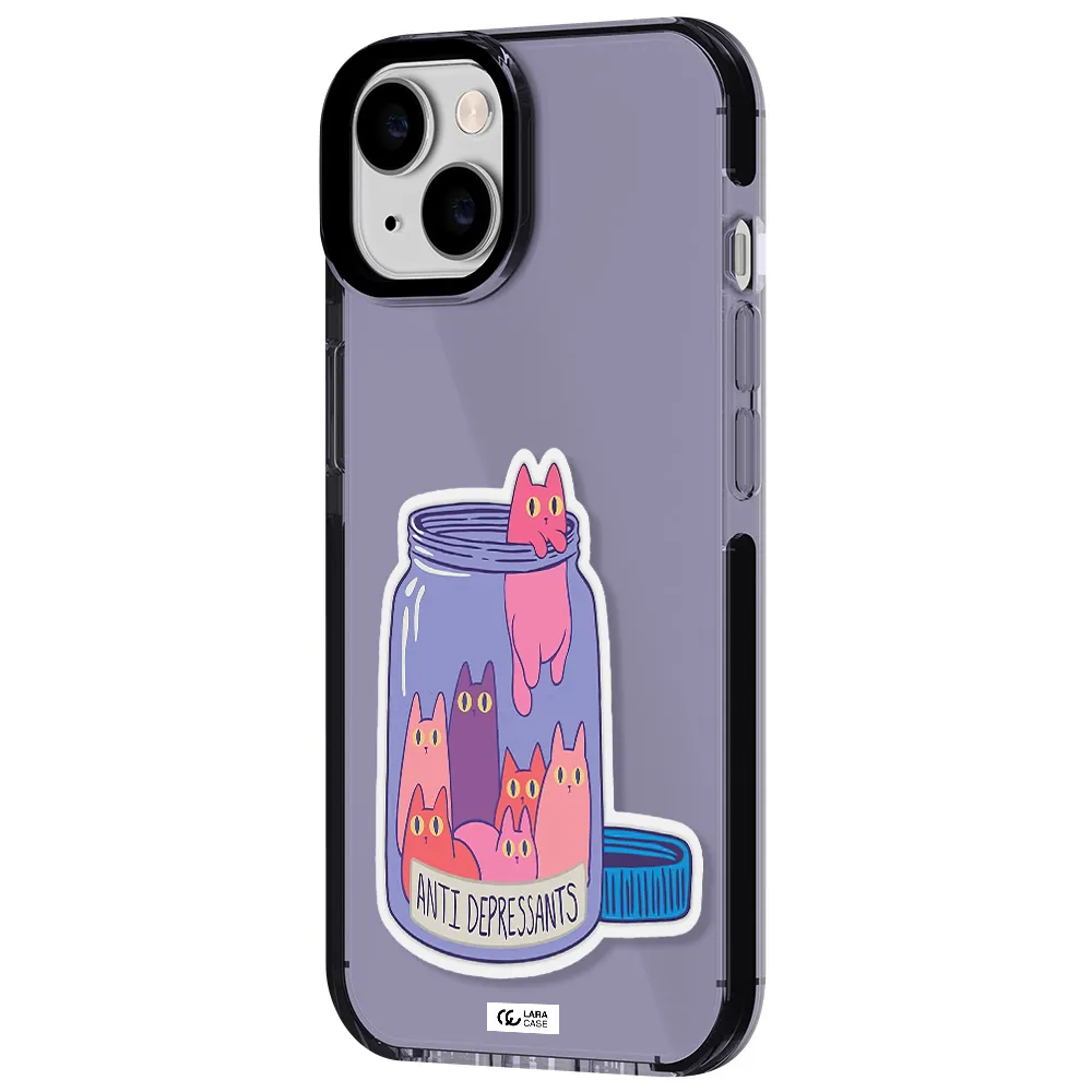 Anti Depressants Cats Apple iPhone 14 impact Lilac Case