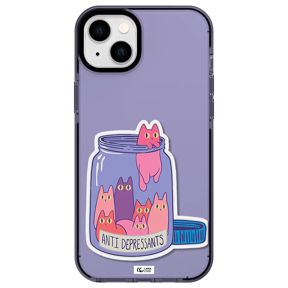 Anti Depressants Cats Apple iPhone 14 plus impact Lilac Case