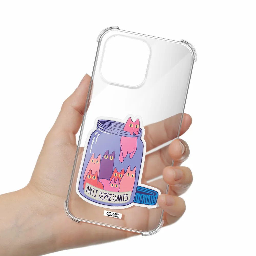 Anti Depressants Cats Apple iPhone 14 pro Clear PC Case