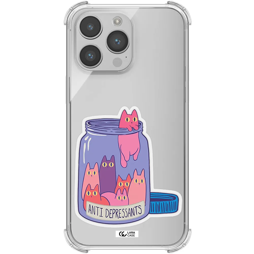 Anti Depressants Cats Apple iPhone 14 pro max Clear PC Case