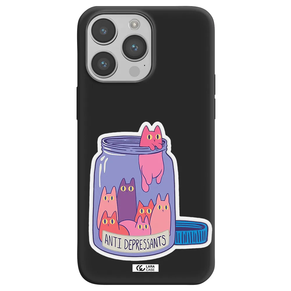 Anti Depressants Cats Apple iPhone 14 pro max Silicone black Case