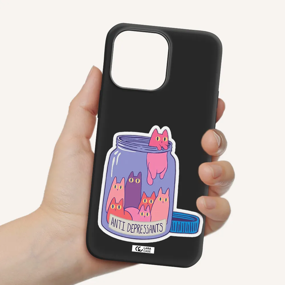 Anti Depressants Cats Apple iPhone 14 pro max Silicone black Case